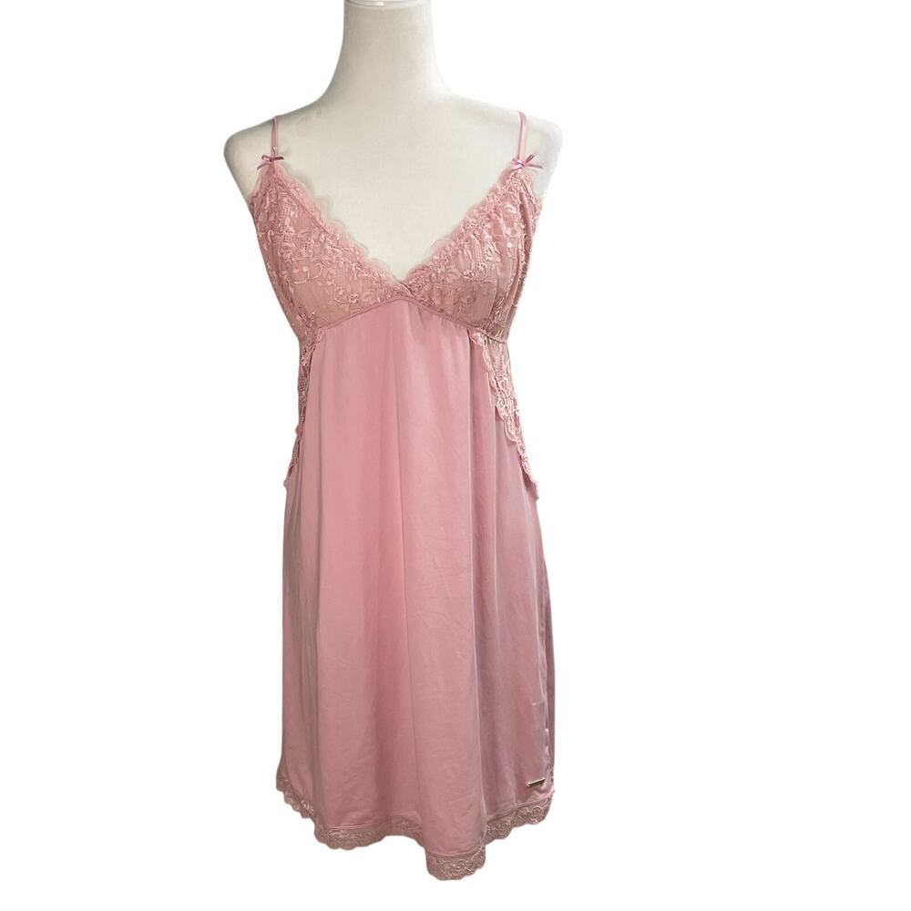 Lascana Pink Lace Trim Chemise Nightgown Slip Dress Size L  Feminine- Soft Girl